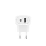 Belkin BOOST↑CHARGE™ Chargeur Secteur Double Port USB-C + USB-A (42W, PPS) – Blanc  SKU: WCB009VFWH - Image 2