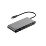 Belkin Connect USB-C 7-in-1 Docking Hub with Dual USB-C, HDMI 4K, USB-A, SD/microSD, 100W PD – Grey Model: AVC023HQSGY