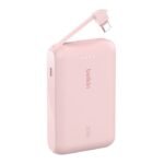 Power Bank Belkin BoostCharge 10 000 mAh - 20 W avec câble intégré - Alimentation USB-C, charge rapide Rose - Image 2