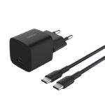 Belkin BOOST↑CHARGE™ Chargeur Secteur USB-C Compact (25W) + Câble USB-C vers USB-C – Noir  SKU: WCA012KQ1MBK-B6