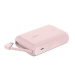 Power Bank Belkin BoostCharge 10 000 mAh - 20 W avec câble intégré - Alimentation USB-C, charge rapide Rose