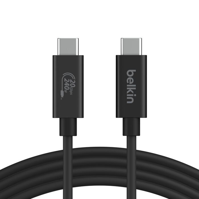 cable belkin black Belkin USB-C 4.0 Cable (240W, 2m, Black) Model: INZ004BT2MBK - Image 1