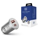 3mk Hyper 45W PD QC PPS Dual Car Charger (1x USB-A, 1x USB-C) Silver — Model: 5903108527231