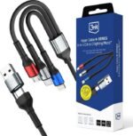 3mk Hyper N-Series 6-in-1 Multi-Cable 1.2m (C/A to C/Lightning/Micro, 18W) Black — Model: 5903108685252