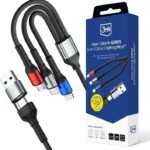 3mk Hyper N-Series 6-in-1 Multi-Cable 1.2m (C/A to C/Lightning/Micro, 18W) Black — Model: 5903108685252