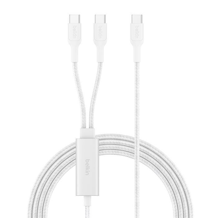img_2004 Belkin BoostCharge USB-C to Dual USB-C Cable (140W) - White - Model: CAC004HQ1.5MWH - Image 1