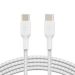 Belkin BoostCharge Braided USB-C to USB-C Cable (60W, 1m) - White - Model: CAB004BT1MWH
