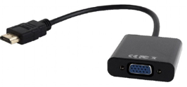 Câble adaptateur HDMI vers VGA et audio, port unique, noir